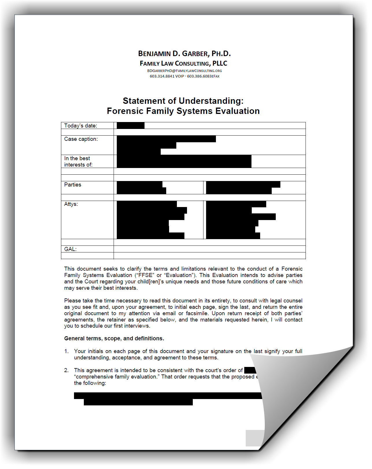 See generic service
                                            agreement