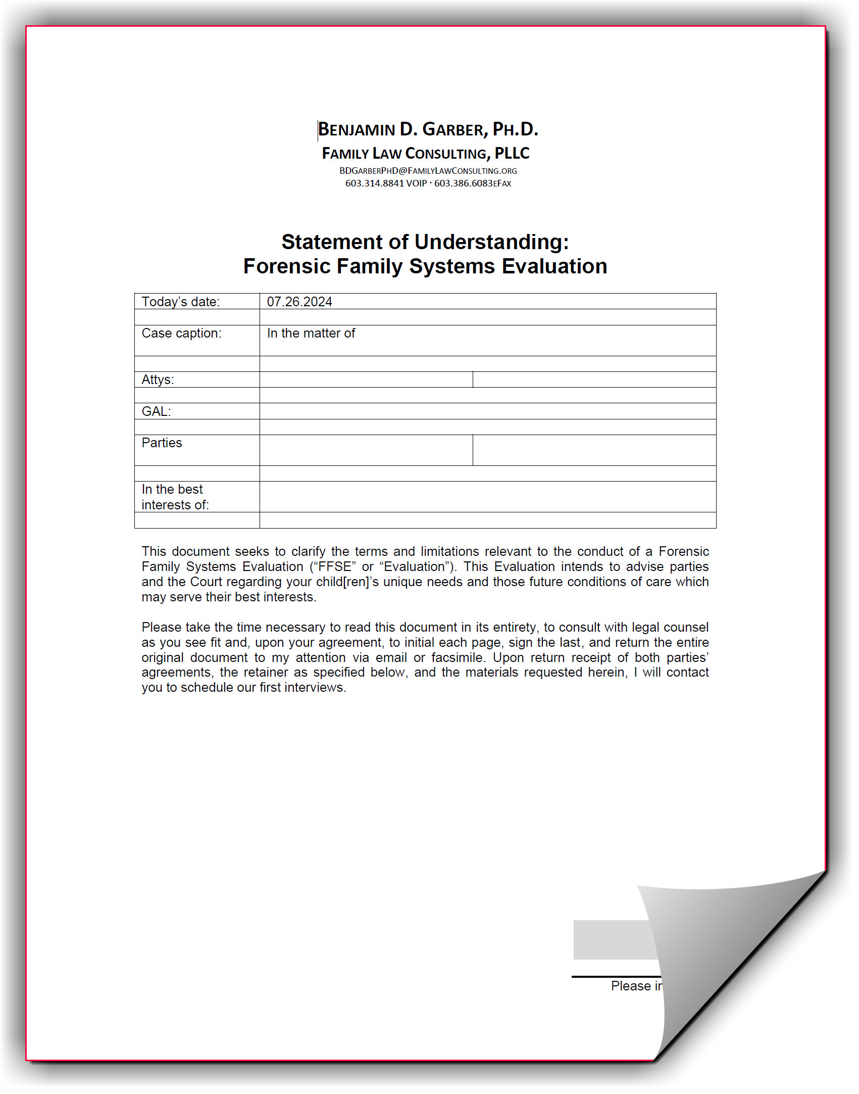 See generic service
                                            agreement