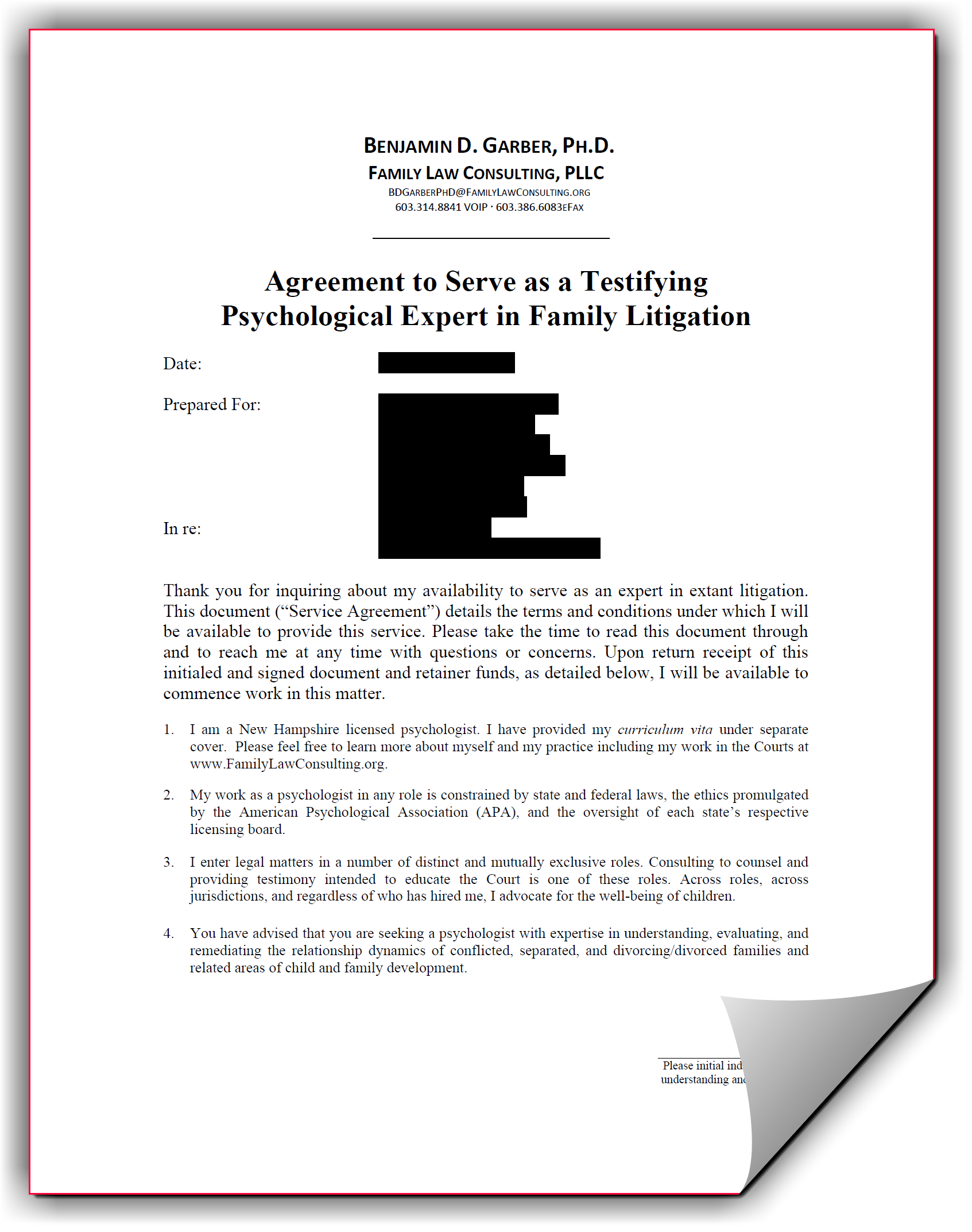 See generic service
                                            agreement