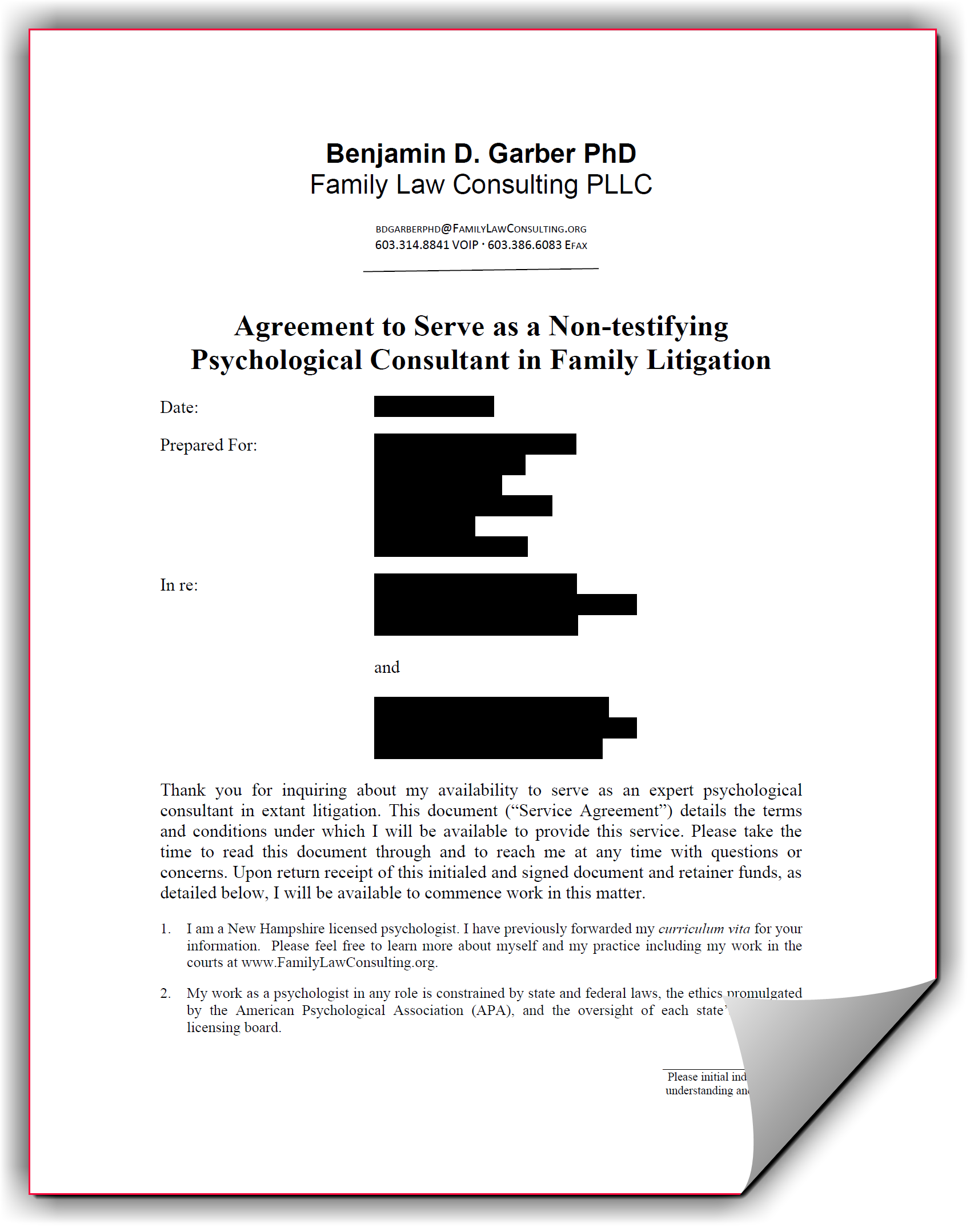 see sample service
                                            agreement